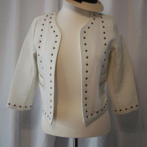 NWT Harlowe & Graham White jacket w/ brass accents